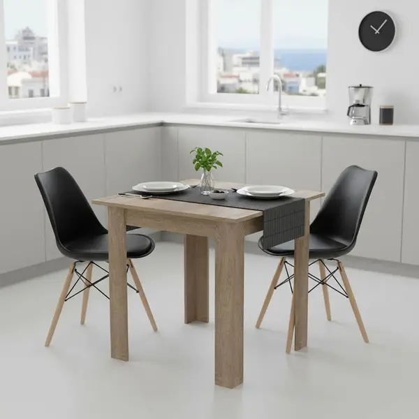 Set de Masa de 3 piese Manka I - Gaston, sonoma-negru, 80x80x77 cm