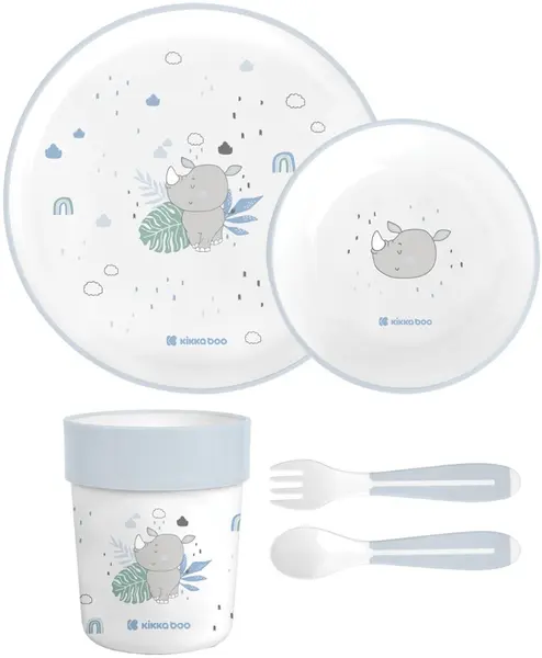 Set de masă din plastic KikkaBoo - Savanna, albastru