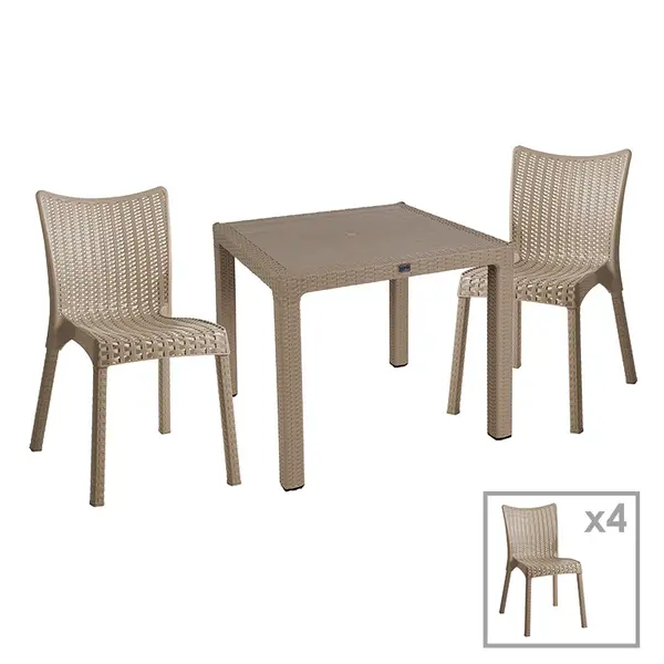 Set de Masa Explore-Confident 5 piese capucino, Bej, 90x90x74 cm