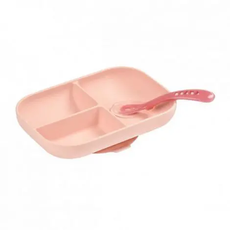 Set de masa silicon Beaba 2 piese - Roz