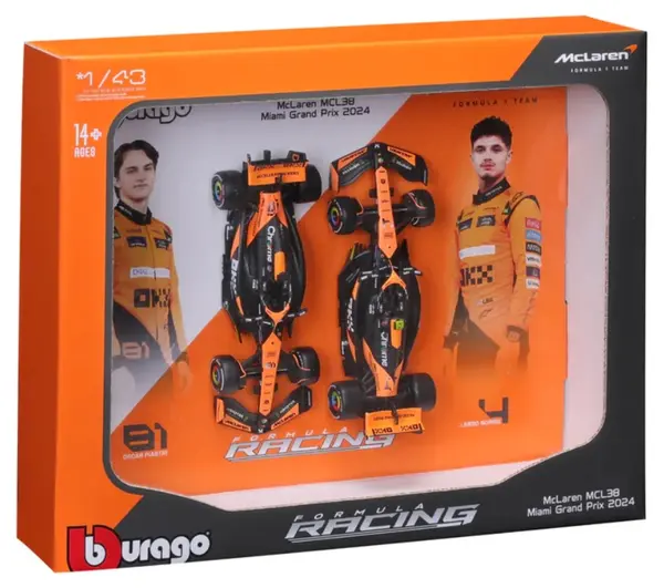 Set de mașini metalice Bburago - McLaren MCL38 2024, 1:43, 2 bucăți