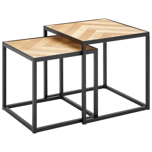 Set De Măsuțe Suprapuse din lemn, metal, material pe bază de lemn,