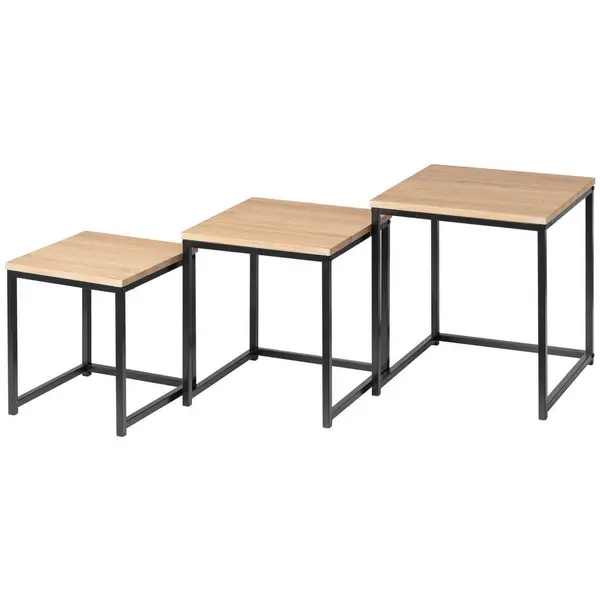 Set De Măsuțe Suprapuse din metal, material pe bază de lemn,