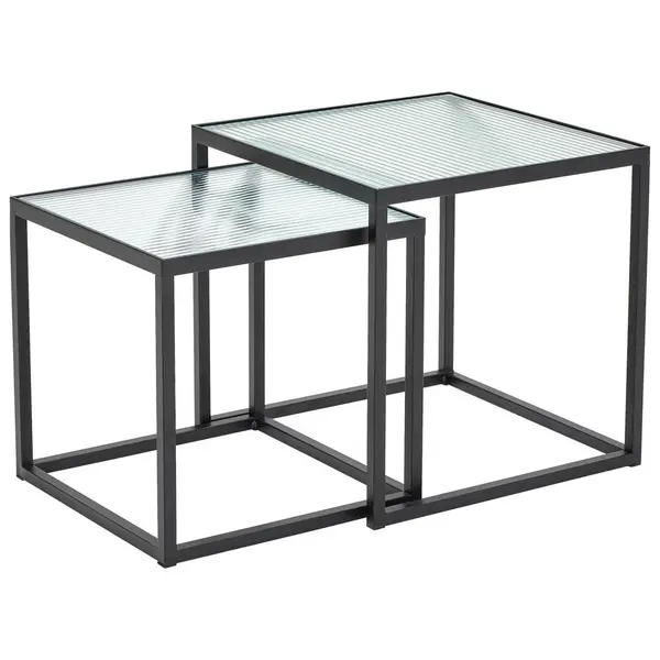 Set De Măsuțe Suprapuse din metal, sticlă,