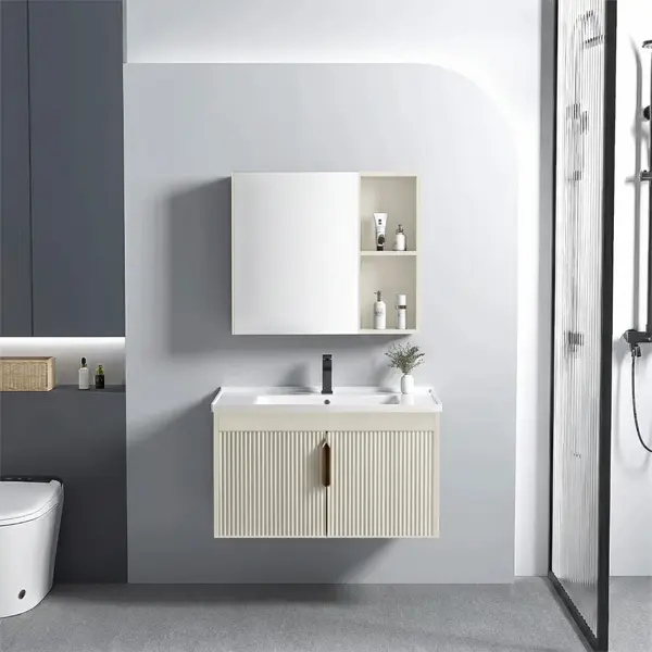 Set de mobilier de baie cu lavoar Astor 60 cm Beige