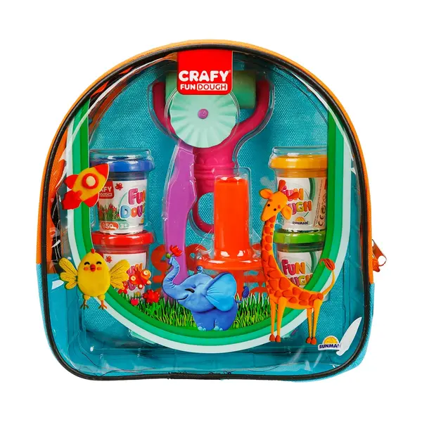 Set de modelare din plastilina cu rucsac, Crafy, Portocaliu-Bleu