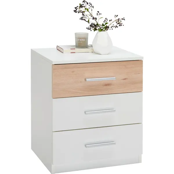Set De Noptiere, 46/56/41 cm, alb, culoare lemn fag