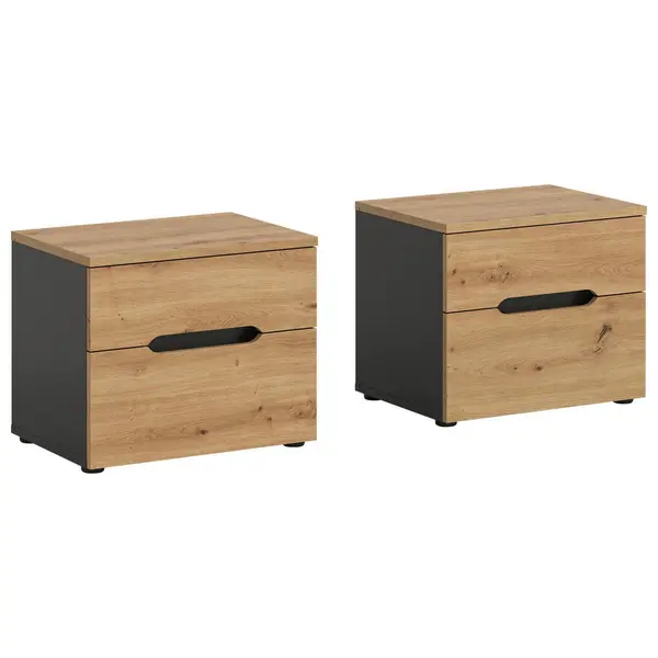Set De Noptiere, 50/42/37 cm, gri, stejar Artisan