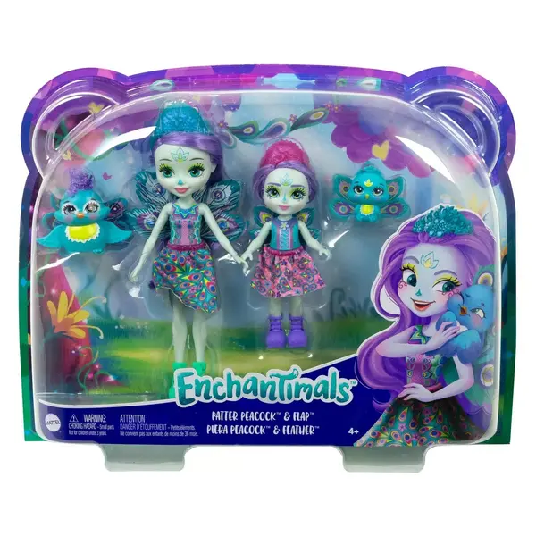 Set de păpuși Enchantimals - Patter & Piera Peacock, 4 piese