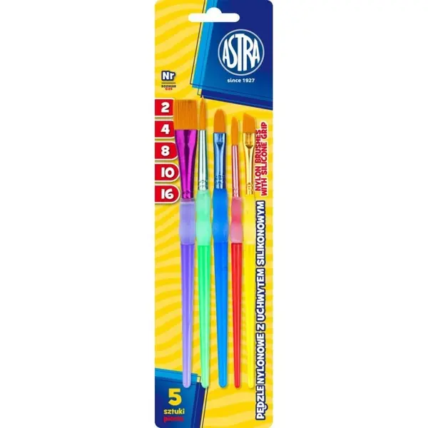 Set de pensule de pictură Astra - Cu mâner ergonomic, 5 buc
