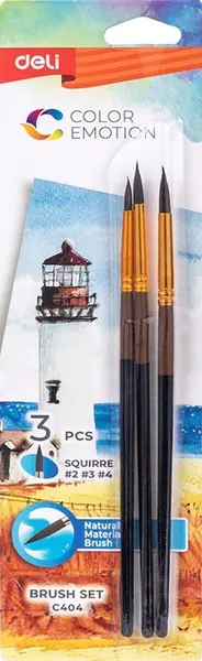 Set de pensule de pictură Deli Color Emotion - EC404, 3 buc.