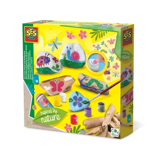 Set de pictat cu accesorii incluse- Decoreaza pietre si lemn cu tematica din natura