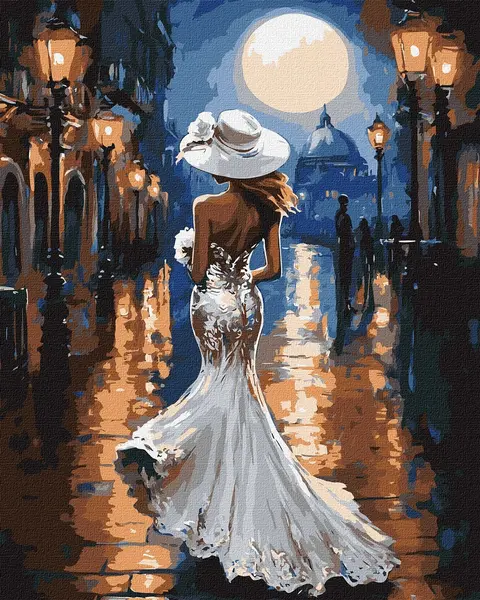 Set de pictură după numere Ideyka - Eleganță nocturnă, 40 x 50 cm