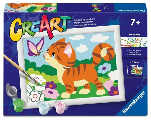 Set de pictură pe numere Ravensburger CreArt - Pisicuță și fluture