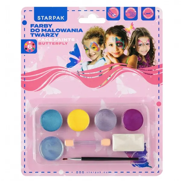Set de pictura pentru fata, Starpak, Fluturi, 6 culori