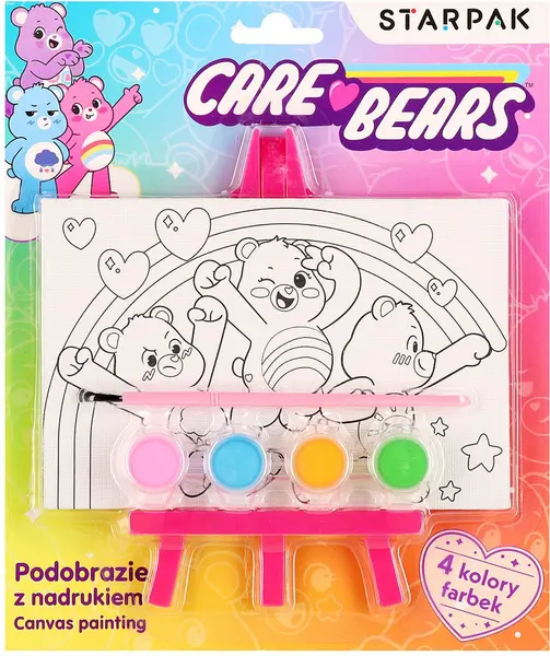 Set de pictură Starpak Care Bears – Cu pânză și 4 culori de vopsea