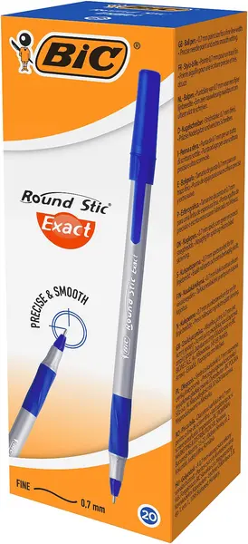 Set de pixuri BIC Round Stic - Exact, albastru, 20 buc