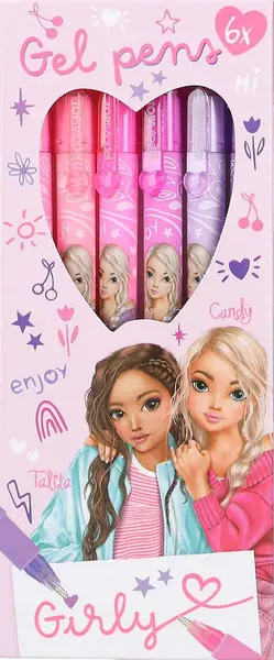 Set de pixuri cu gel colorate Depesche TopModel - Girly, 6 buc