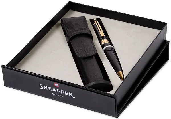 Set de pixuri Sheaffer 300 - Glossy Black, cu husă pentru stilou
