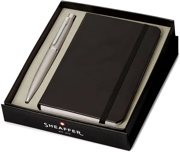 Set de pixuri Sheaffer VFM - Strobe Silver, cu un caiet