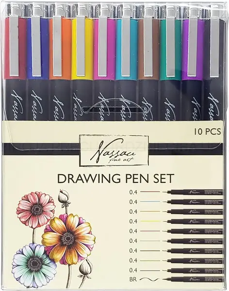 Set de pixuri subțiri colorate Nassau - 10 buc