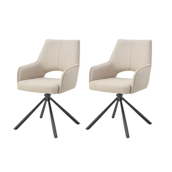 Set De Scaune Cu Brațe din textil, crem
