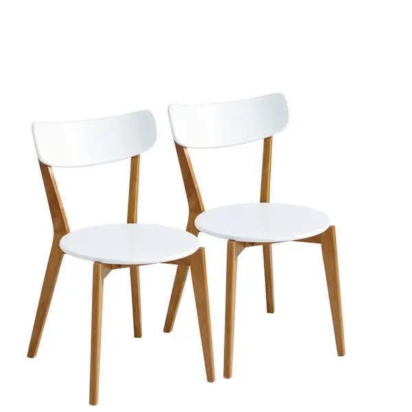 Set De Scaune din lemn, culoare natur, alb