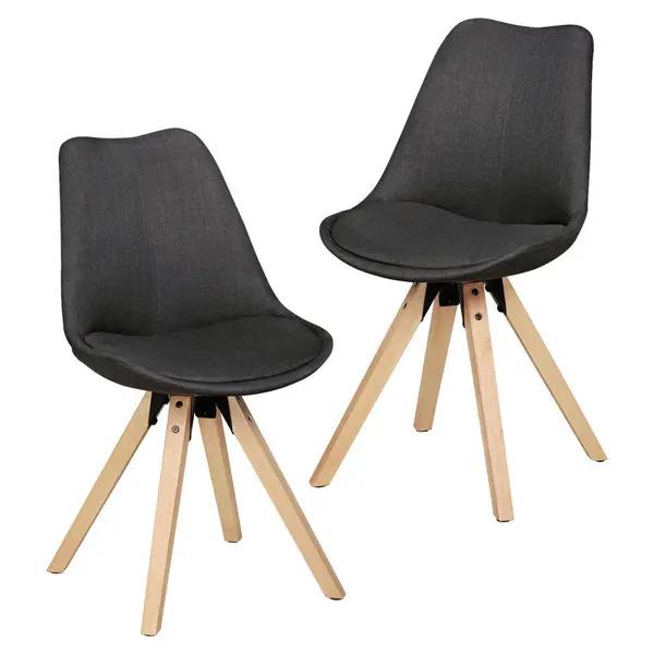 Set De Scaune din lemn, plastic, textil, antracit