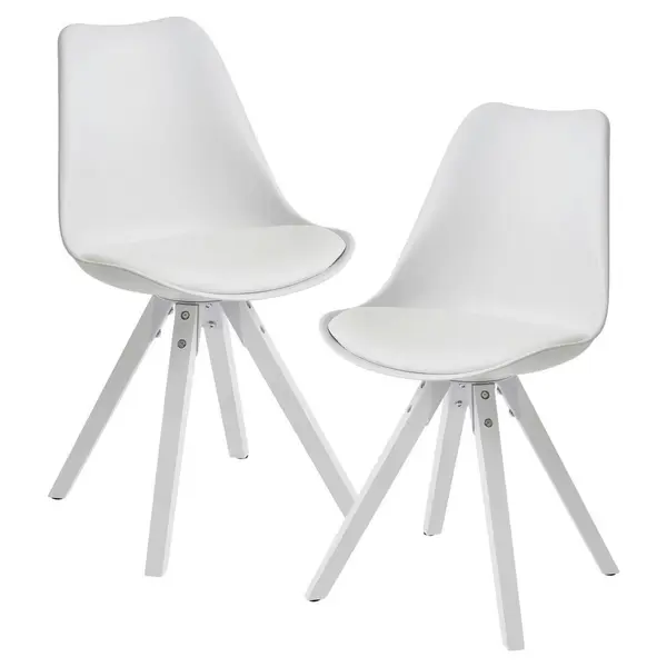 Set De Scaune din plastic, textil, alb
