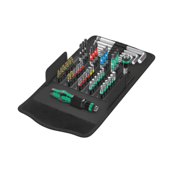 Set de scule Kraftform Kompakt 100, 52 piese, cu maner Rapidaptor, Wera 05057460001