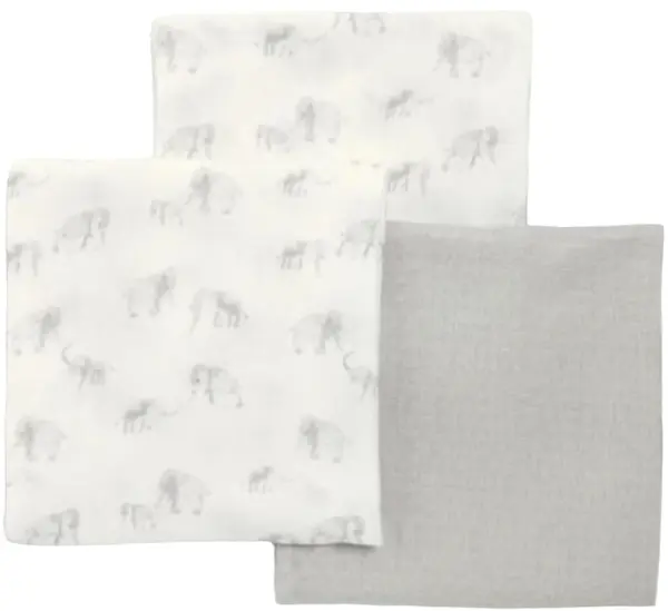 Set de scutece de tifon Mamas & Papas - Elephant, 90 х 90 cm, 3 buc