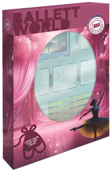 Set de ștampile Multiprint Ballet World - 4 buc, cu 7 markere