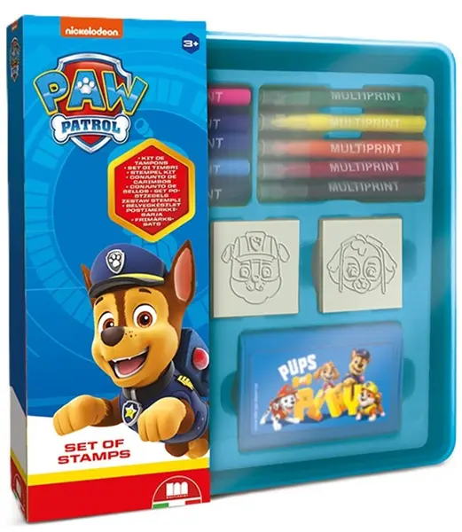 Set de ștampile Multiprint Paw Patrol - 4 buc, cu 10 carioci