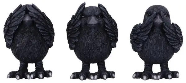 Set de statuete Nemesis Now Adult: Humor - Three Wise Ravens, 8 cm