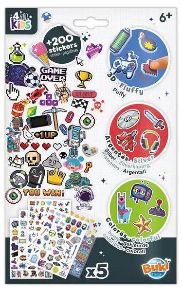 Set de stickere Buki France - Jocuri, peste 200 de bucăți