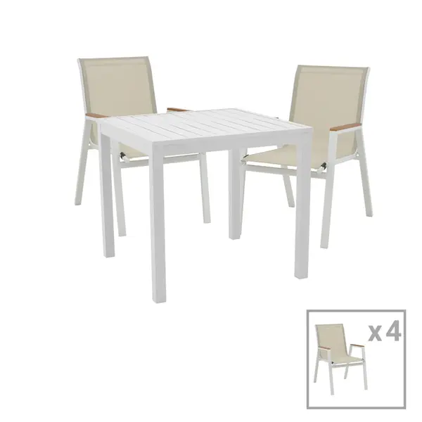 Set de sufragerie Azelie-Kliton set de 5 Gri-aluminiu, alb, 77x55x94 cm