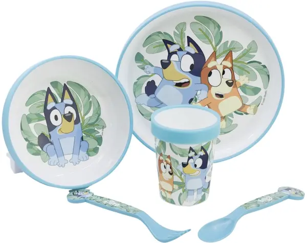 Set de sufragerie cu bază anti-alunecare Stor - Bluey, 5 piese