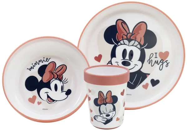 Set de sufragerie cu bază anti-alunecare Stor - Minnie Mouse Heart Full, 3 piese