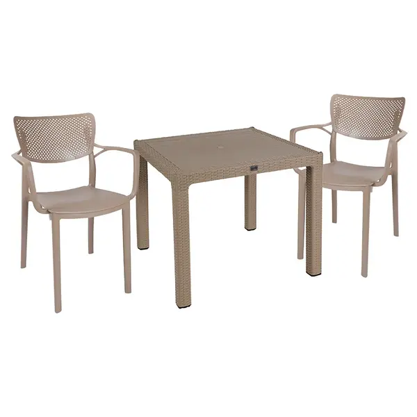 Set de sufragerie Explore-Fontline set 3 piese, Crem, 90x90x74 cm