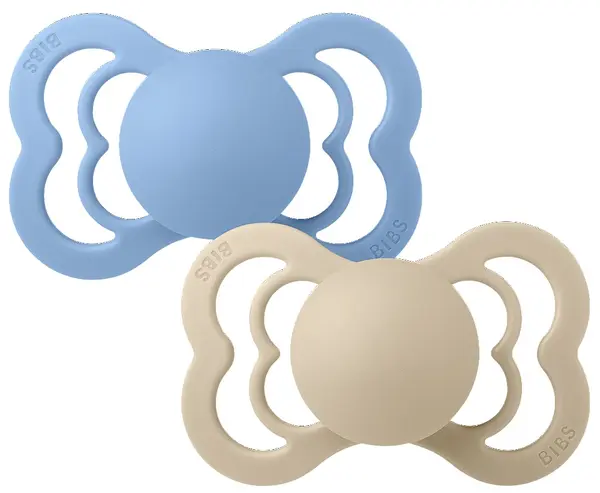 Set de suzete Bibs - Supreme, 6-18 м, 2 bucăți, Vanilla/Sky Blue