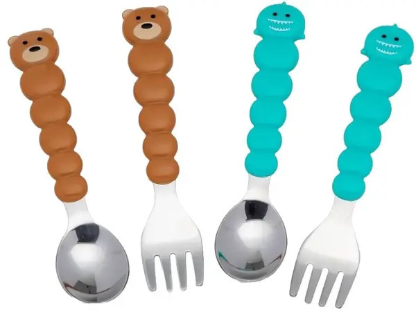Set de tacâmuri Melii - Oțel inoxidabil, 12 luni +, Bear & Shark