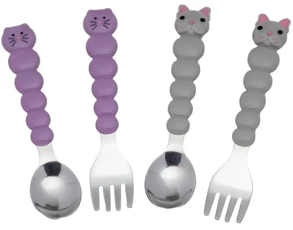 Set de tacâmuri Melii - Oțel inoxidabil, 12luni +, Cat & Bulldog