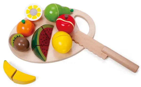 Set de taiat pentru copii Classic World - Fructe, din lemn