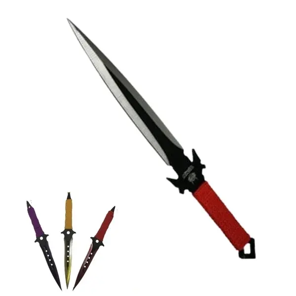 Set de vanatoare DEPOX , Sabie Red Ronin si set trei cutite de aruncat, otel inoxidabil, negru