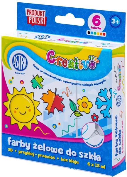 Set de vopsele gel pentru sticlă Astra Creativo - 6 x 15 ml