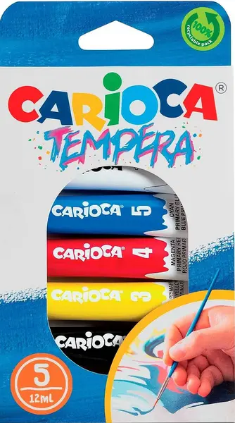 Set de vopsele tempera Carioca - 5 culori, 12 ml