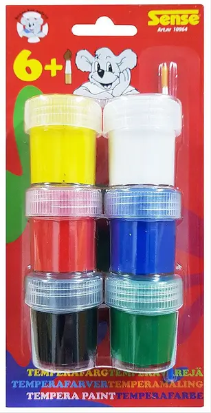 Set de vopsele tempera Sense - 6 bucăți, cu pensulă