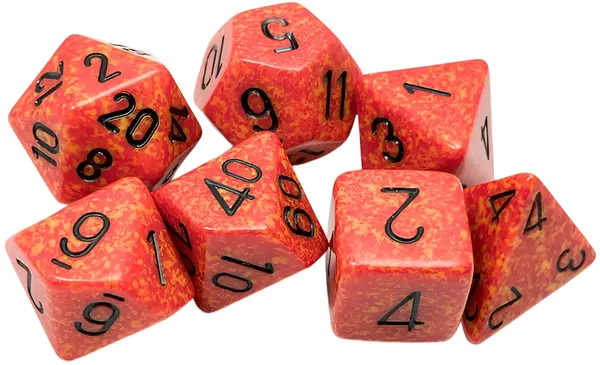 Set de zaruri Chessex Speckled Fire Polyhedral (7 buc.)