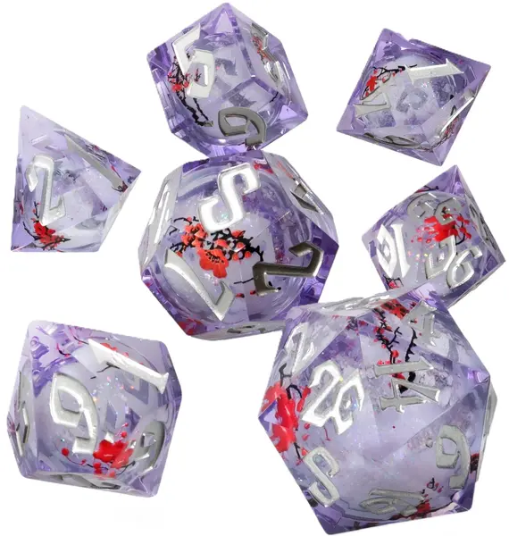 Set de zaruri GlassStaff - Liquid Core RPG Dice Set, Sakura Drift (7 buc.)