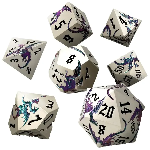 Set de zaruri GlassStaff - Metal RPG Dice Set, Elderwyrm (7 buc)
